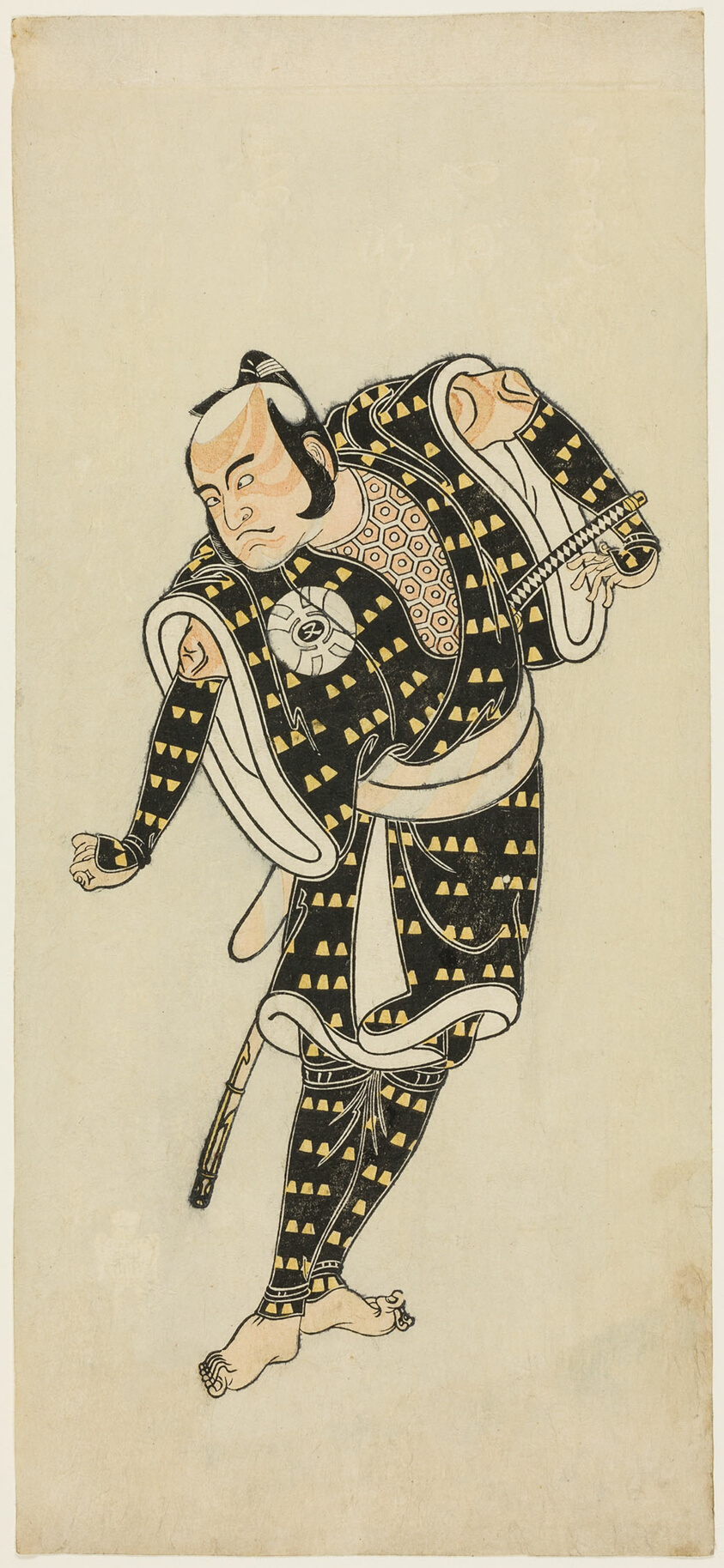 Actor Bandô Matatarô IV as Gempachibyôe in “Snowflakes: Plum Blossoms Kaomise” (“Mutsu no hana ume no kaomise”)
