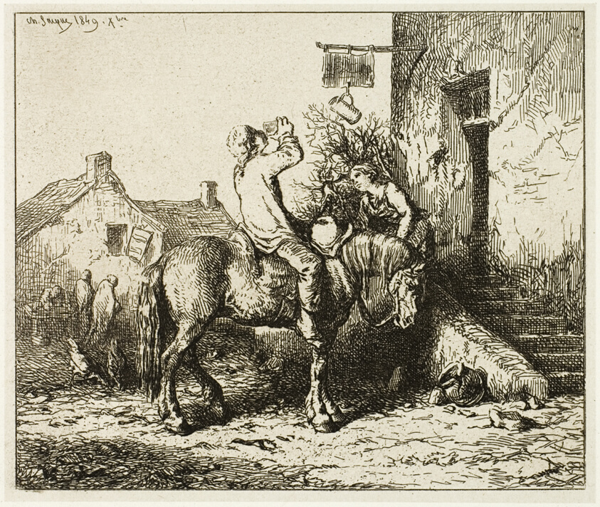 Entrance to an Inn, with Peasant Drinking