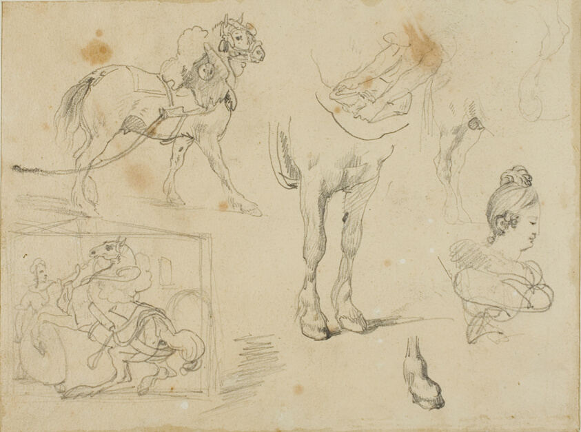 Studies of a Draught Horse, a Blacksmith and a Young Woman