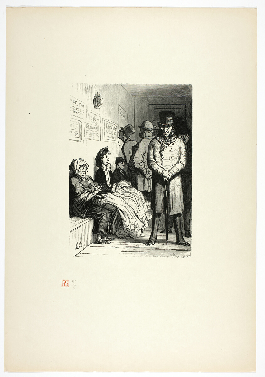 Un bureau d'attente d'omnibus, from Tirage Unique de Trente-Six Bois