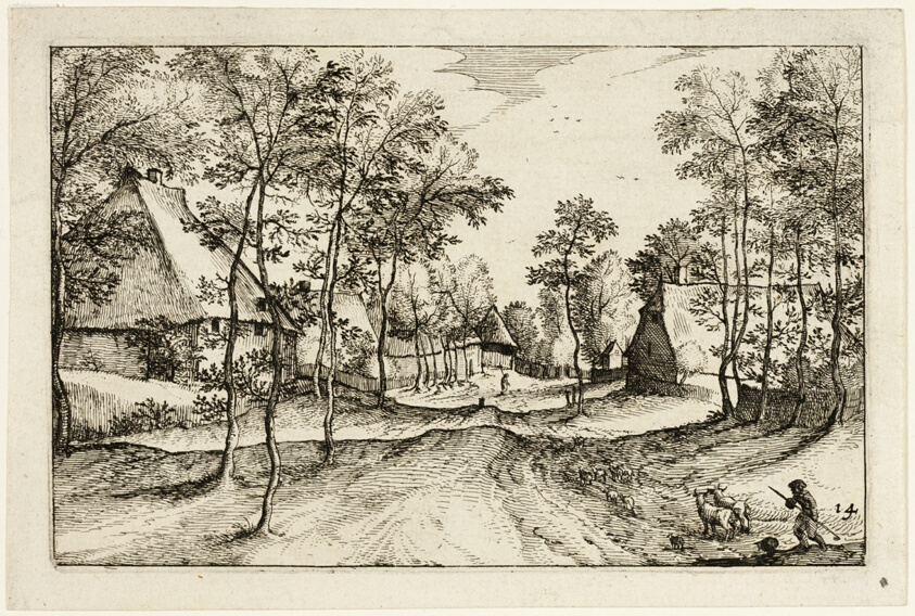 Village Road, plate fourteen after Pictures of Farms, Country Houses and Rustic Villages (Praediorum villarum et rusticarum casularum icones)