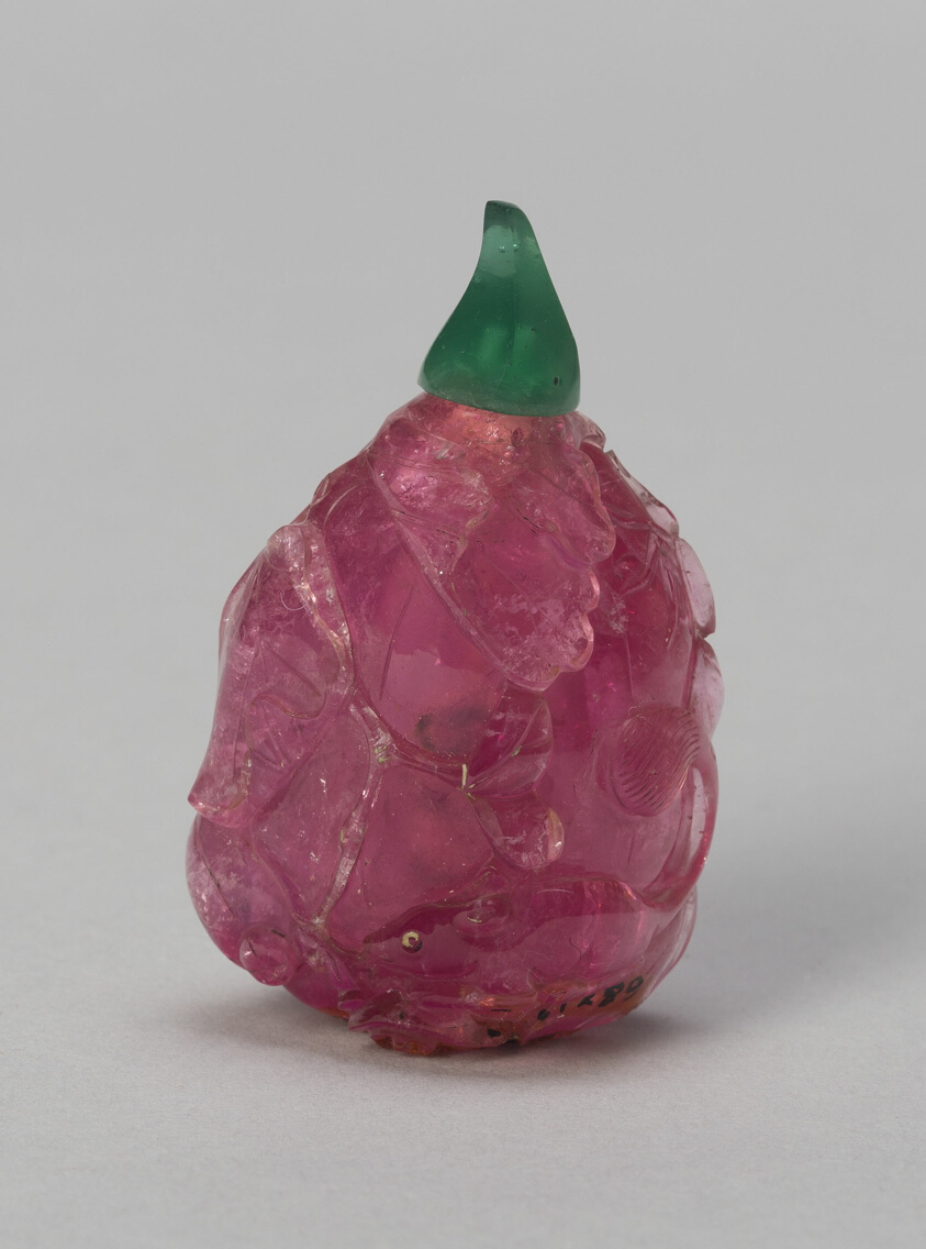 Melon-Shaped Snuff Bottle with a Squirrel and Fruiting Branches