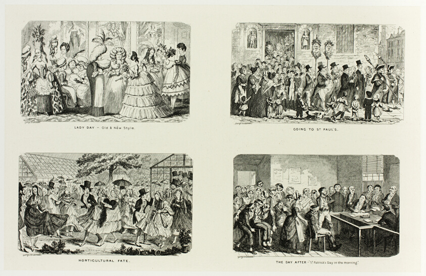 Lady Day - Old & New Style from George Cruikshank's Steel Etchings to The Comic Almanacks: 1835-1853 (top left)