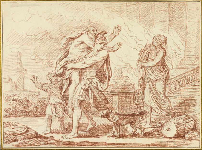 Aeneas Fleeing with Anchises from the Ruins of Troy