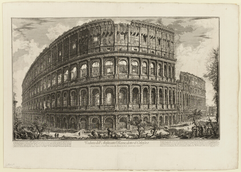 View of the Flavian Amphitheater, called the Colosseum, from Views of Rome