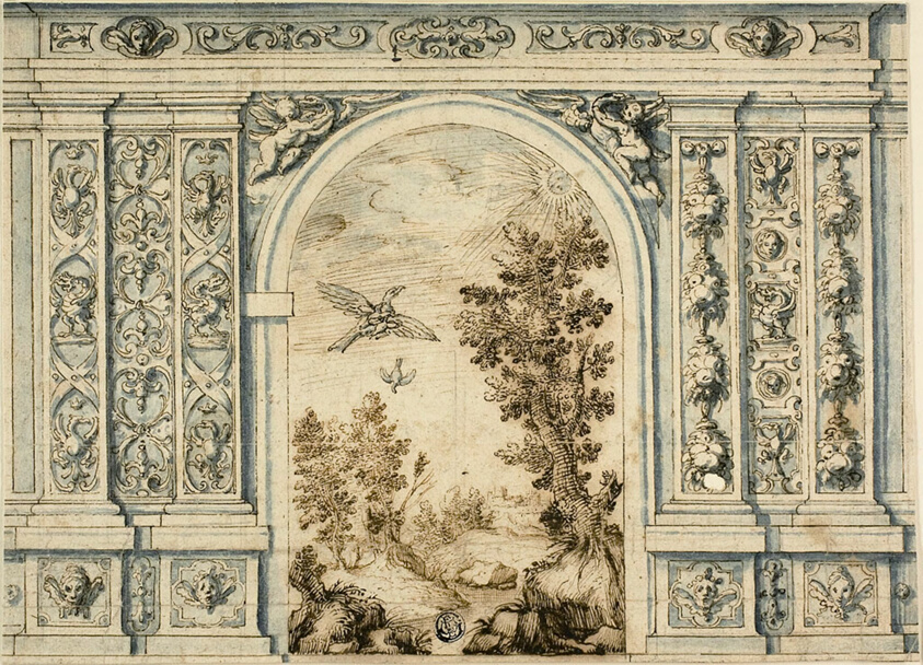 Ornamental Wall with Landscape