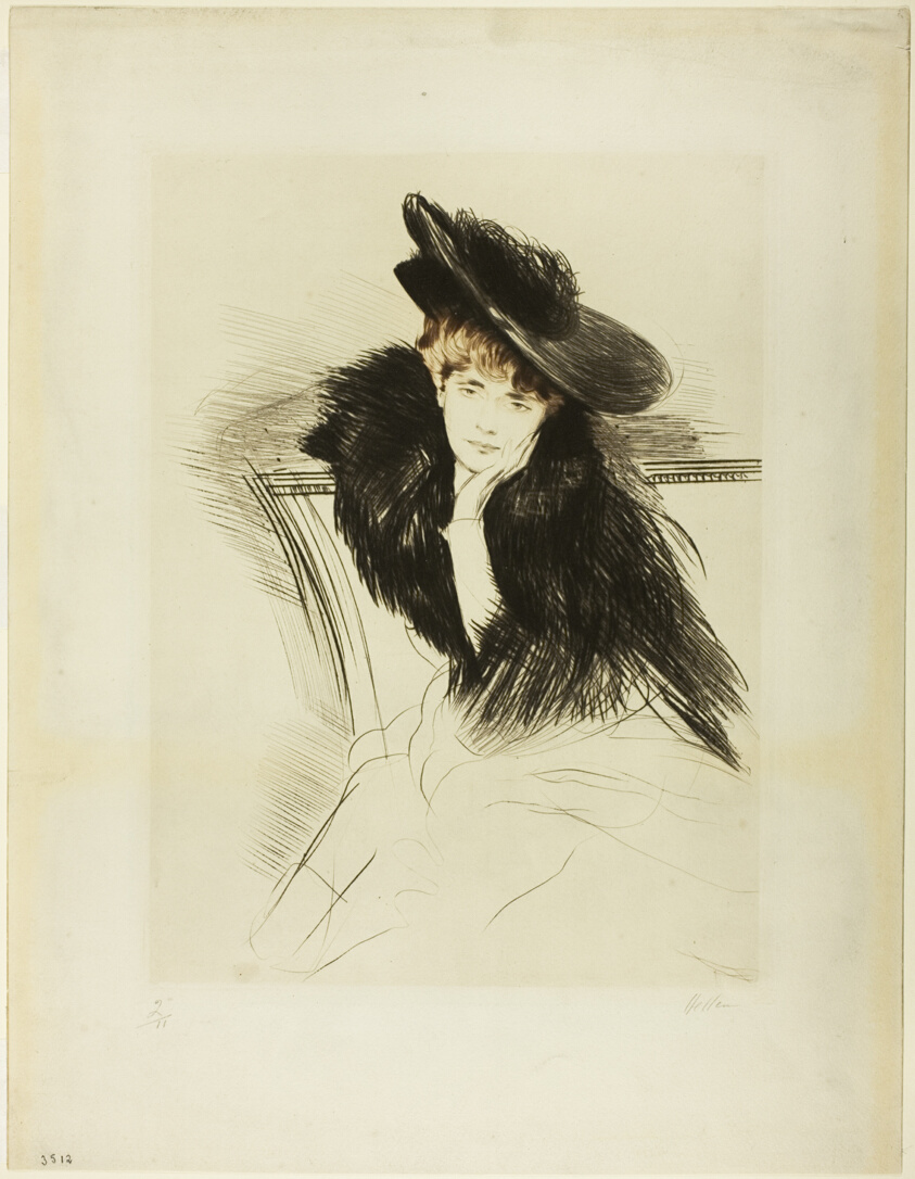 Woman Seated Leaning Forward, Chin Cupped in Left Hand