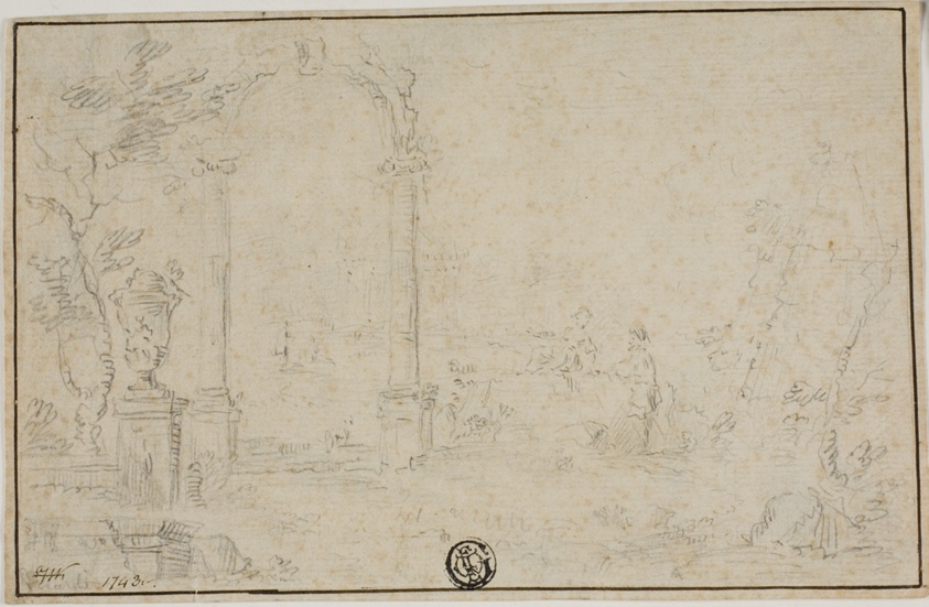 Ruins in a Park, Two Figures