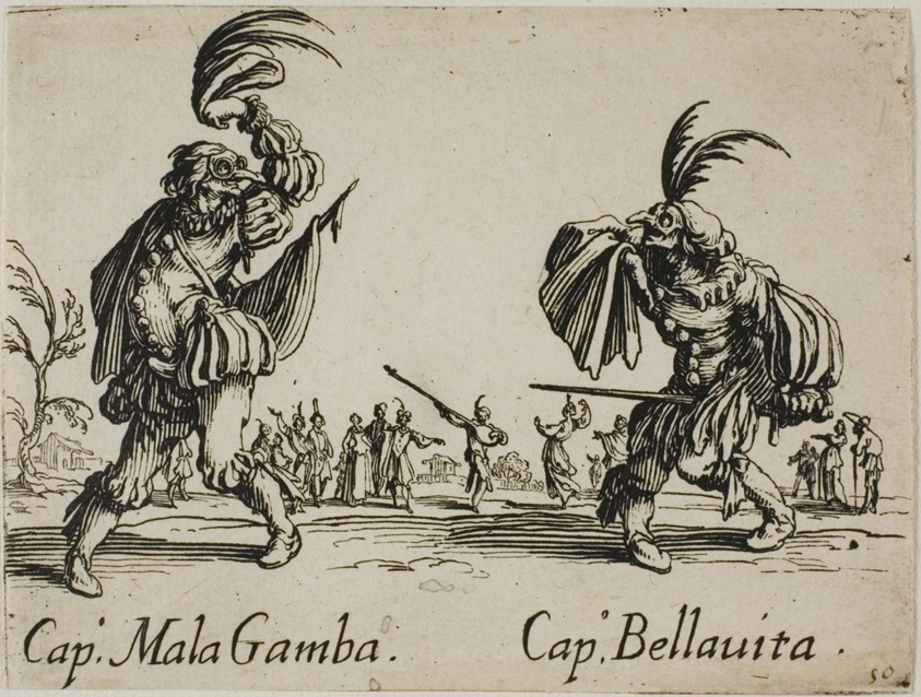 Capitano Mala Gamba - Capitano Bellavita, plate 15 from Balli di Sfessania