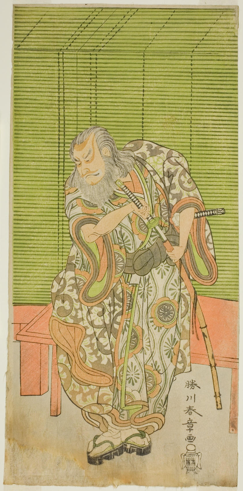 The Actor Nakamura Nakazo I as Hige no Ikyu in the Play Sakai-cho Soga Nendaiki, Performed at the Nakamura Theater in the Third Month, 1771