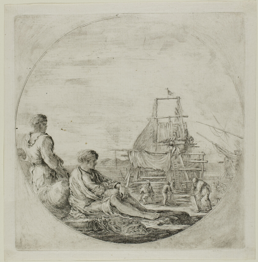 Shipyard with Two Sailors