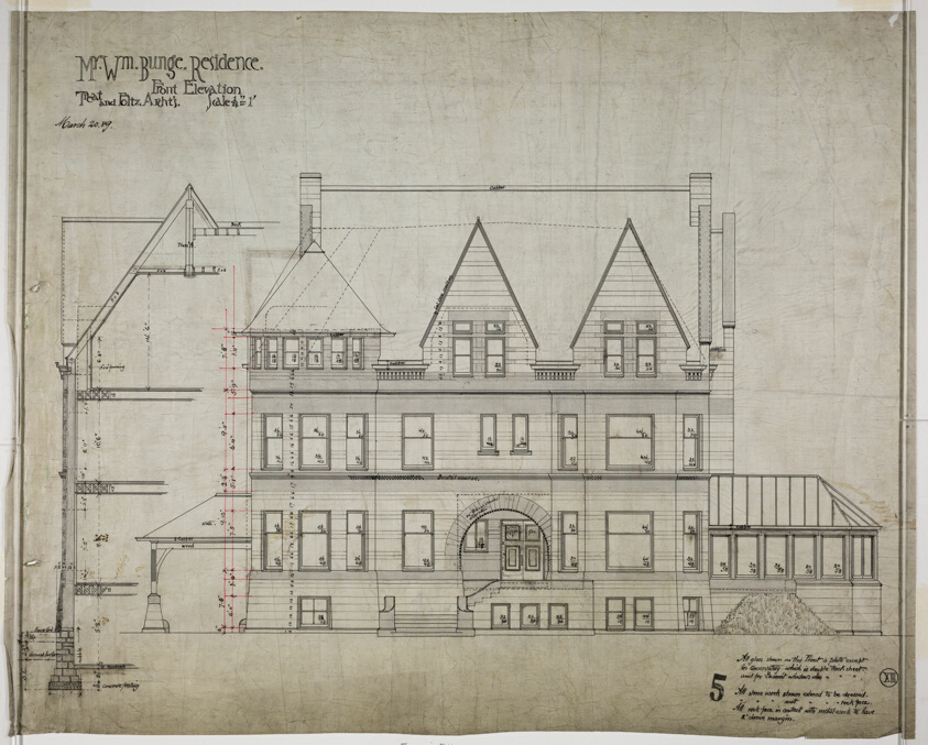 William Bunge House, Chicago, Illinois, Front Elevation