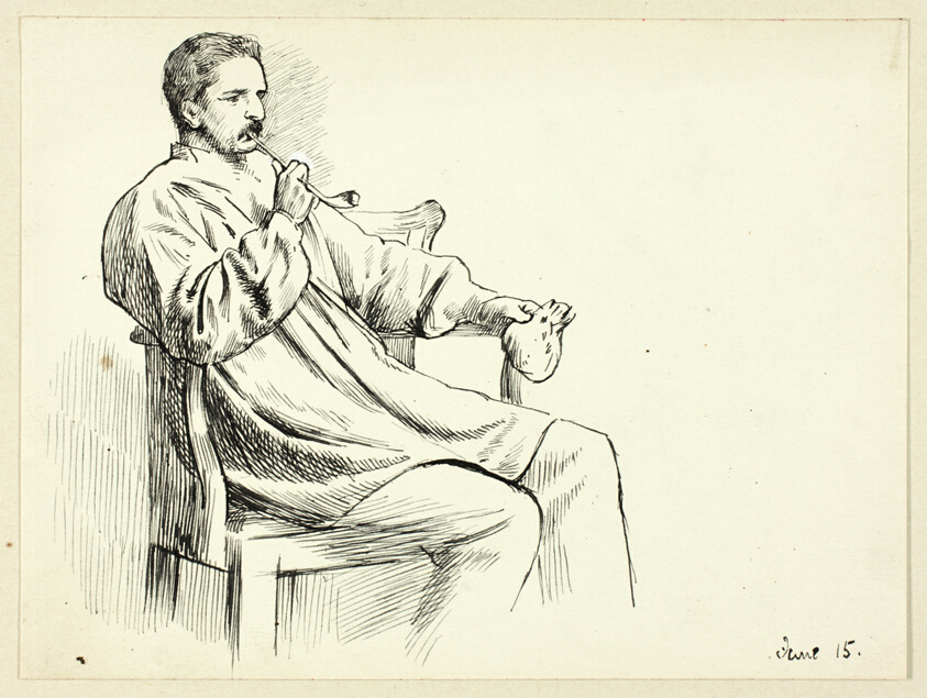 Seated Man Smoking Pipe