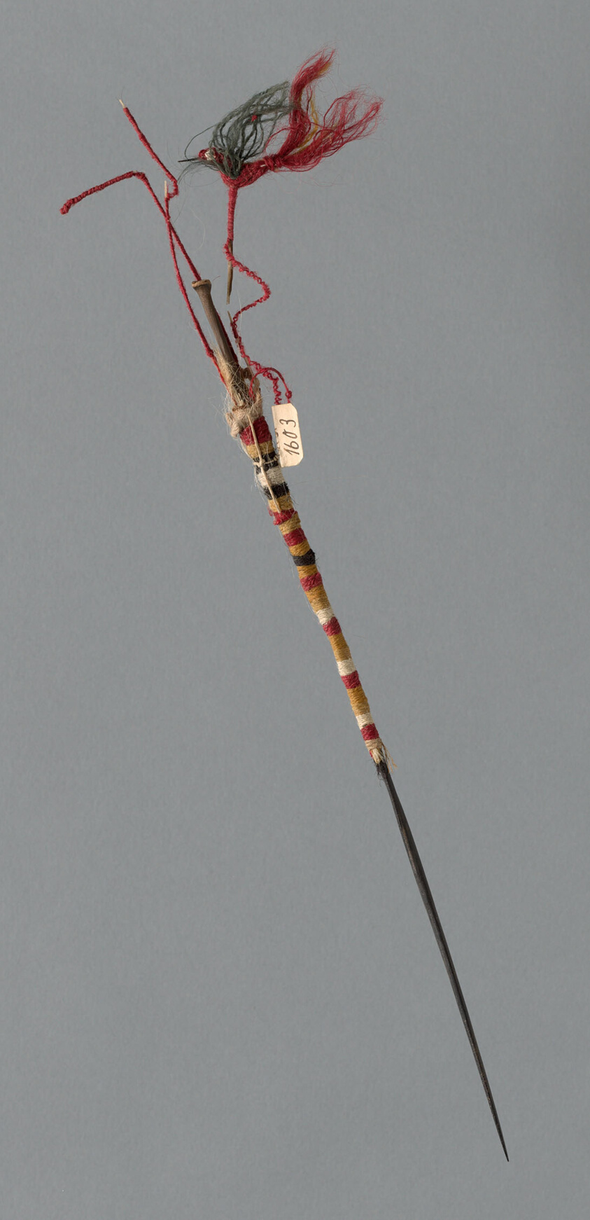 Wooden Spindle with Needlework Decoration