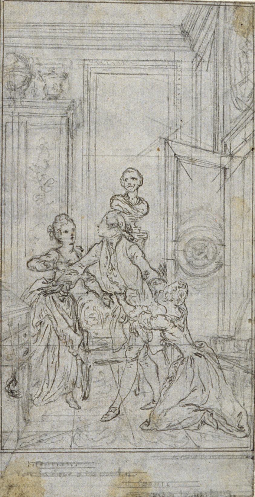 Study for Vignette-Frontispiece in Charles-Simon Favart's "L'Amitié à l'Epreuve"