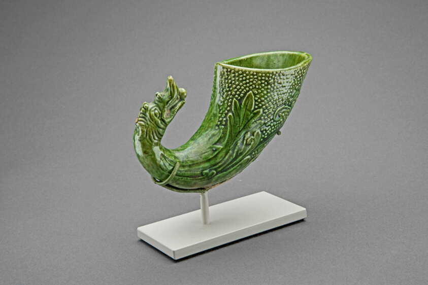 Dragon-Head Rhyton Cup with Stylized Leaves and Dots
