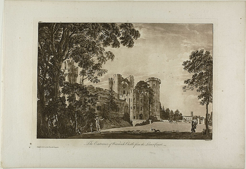 The Entrance of Warwick Castel from the Lower Court, plate 2