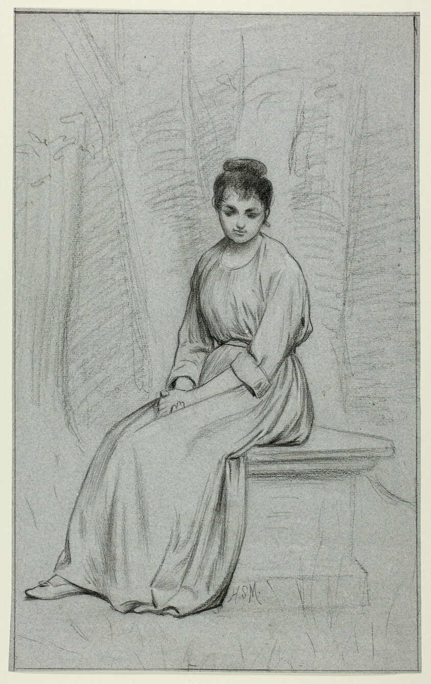 Woman Resting on Stone Bench