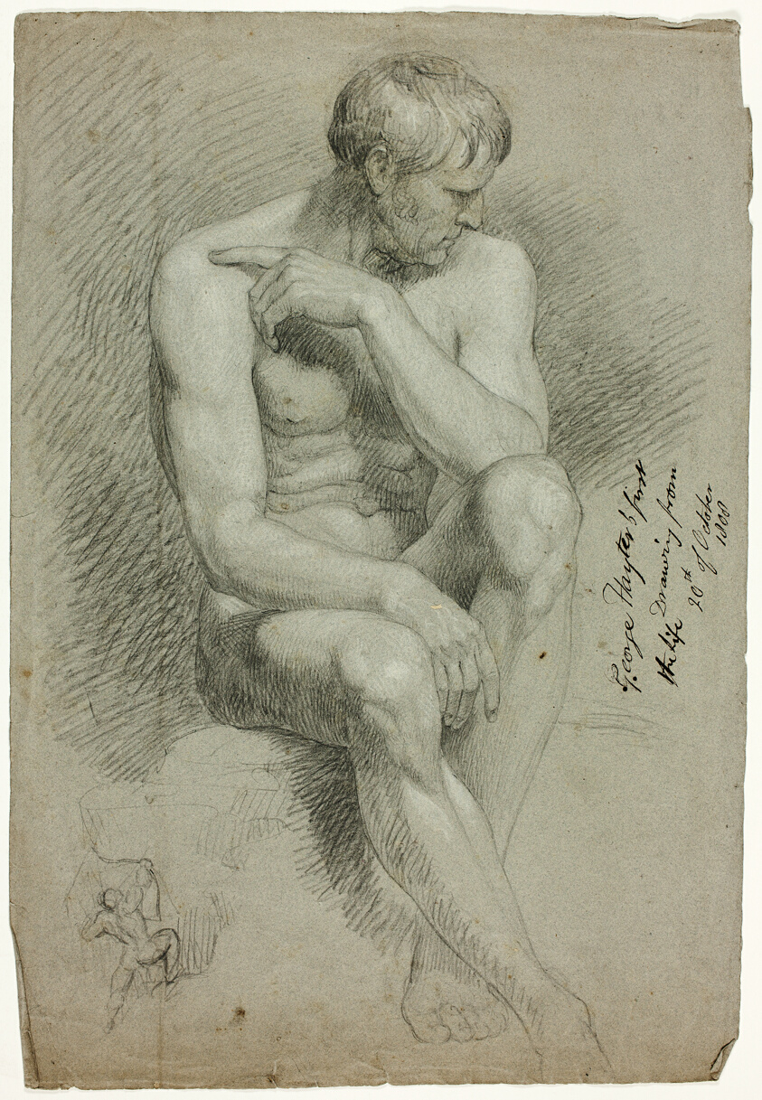 Seated Male Nude with Sketch of Nude Archer