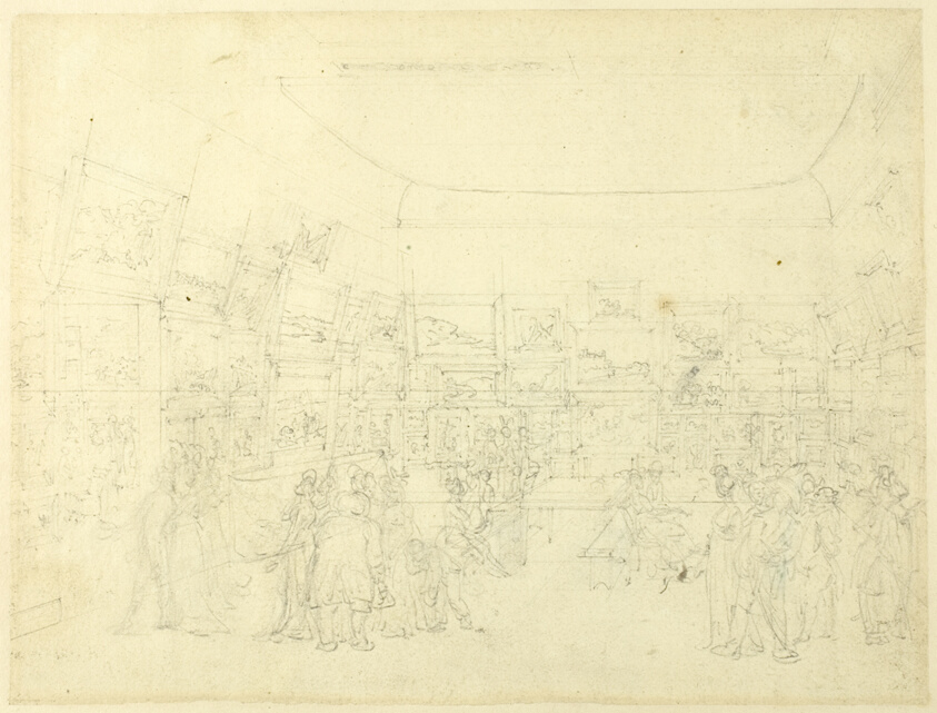 Study for Exhibition of Water Colored Drawings, Old Bond Steet, from Microcosm of London