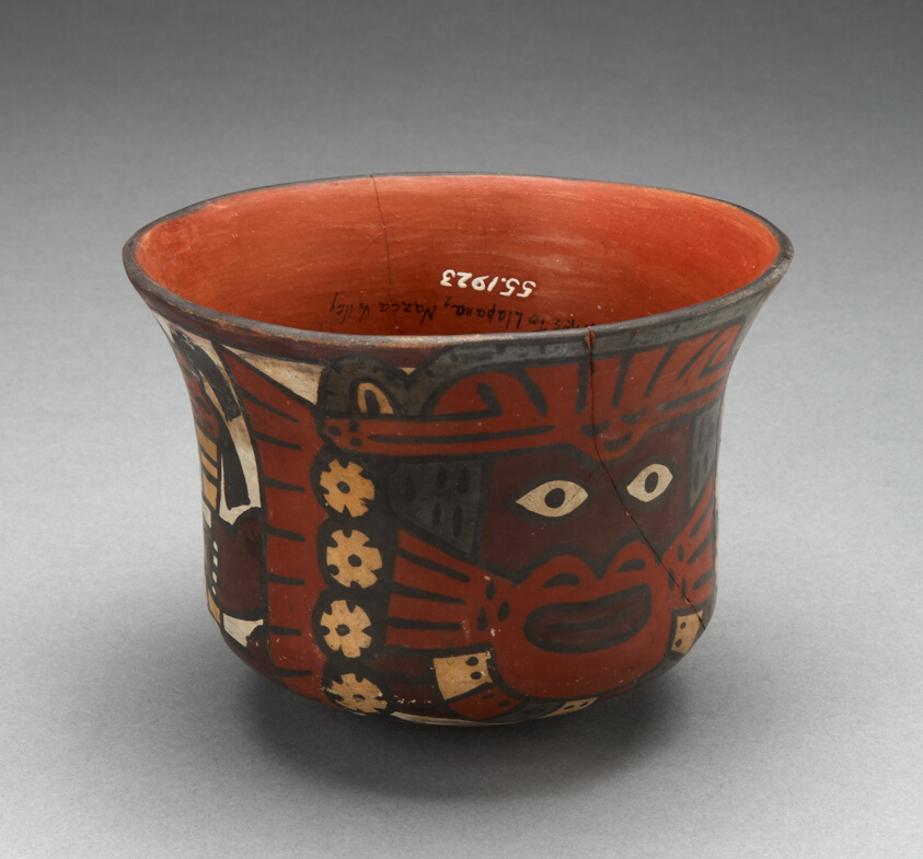 Bowl Depicting Costumed Ritual Figure Holding Staff