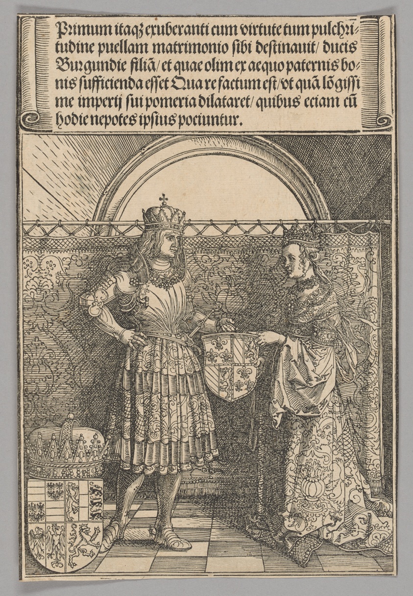 Maximilian and Maria of Burgundy, plate 2 from Historical Scenes from the Life of Emperor Maximilian I from the Triumphal Arch