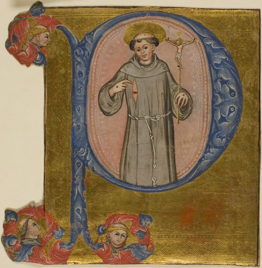 Saint Francis in a Historiated Initial "P"