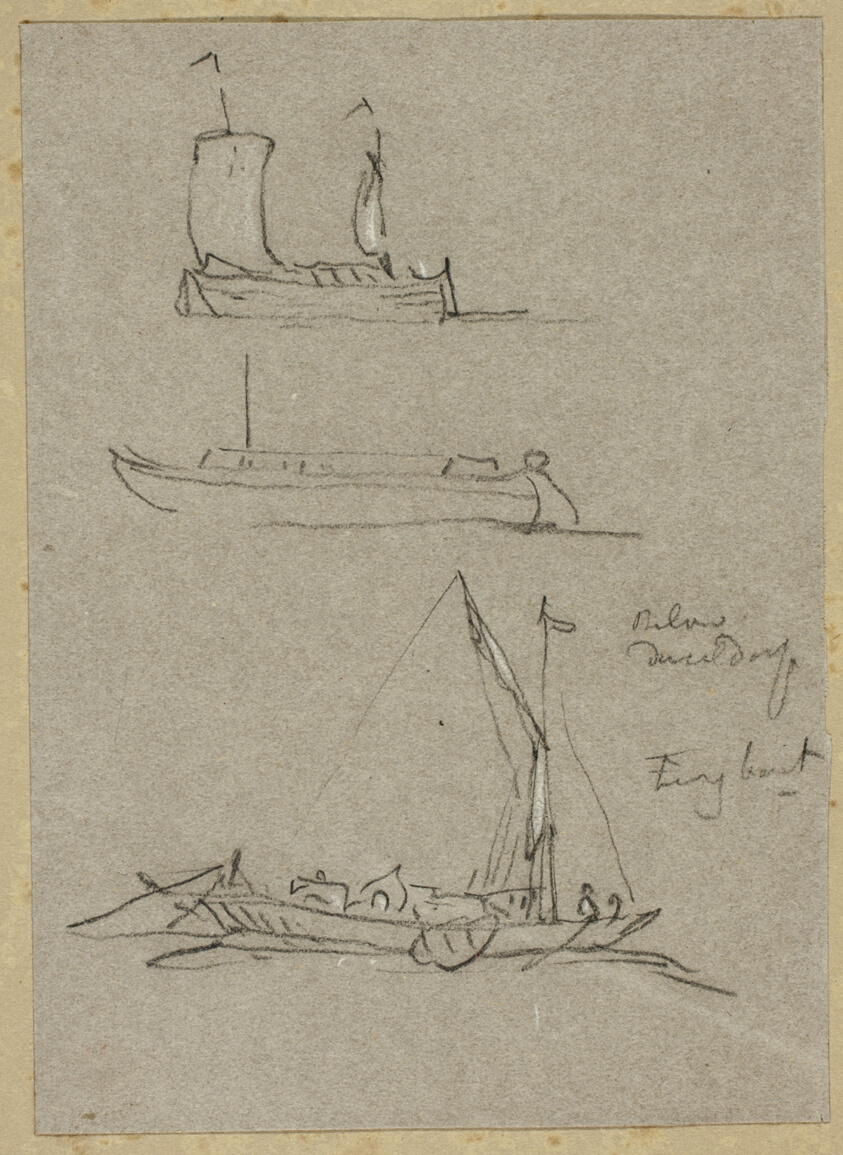 Three Sketches of Dusseldorf River Boats