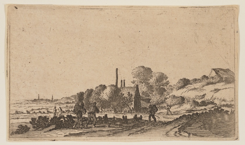 Figures on a Path before Farms on the Dunes, from Twelve Landscapes