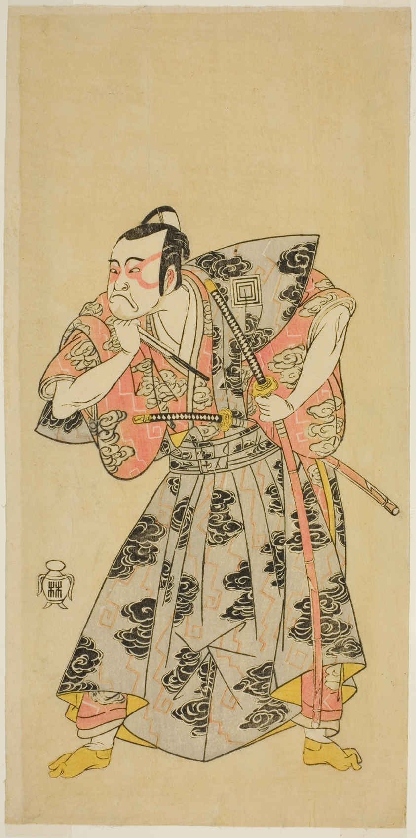 The Actor Ichikawa Danzo III as Fuwa Banazemon in the Play Date Moyo Kumo ni Inazuma, Performed at the Morita Theater in the Tenth Month, 1768