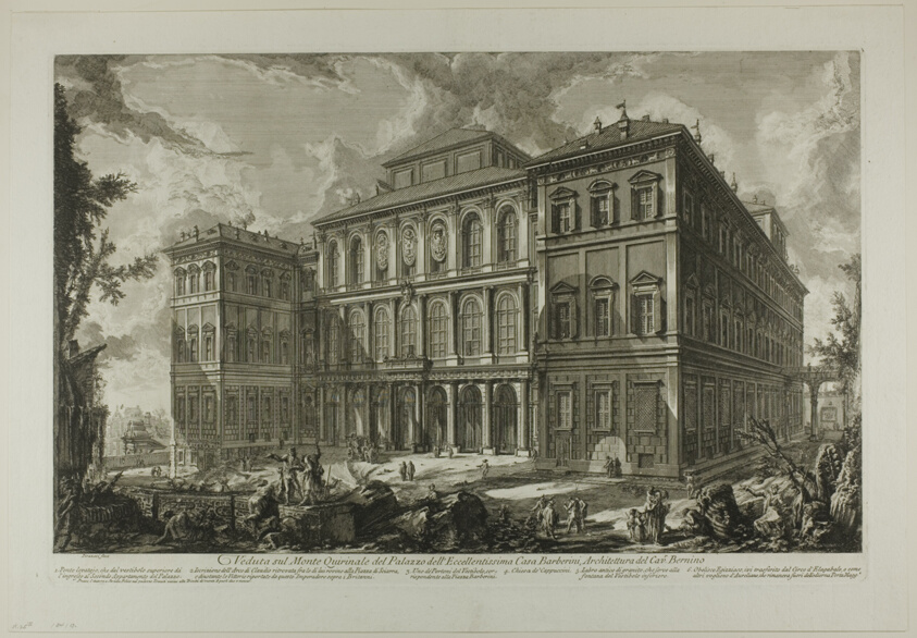 View of the palace of the illustrious Barberini family on the Quirinal Hill, designed by Cavaliere Bernini, from Views of Rome