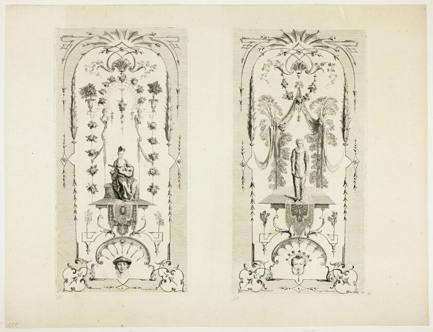 Plates 3 and 4, from Paravent de six feuilles (Designs for a Folding Screen)
