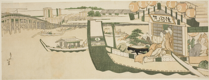 Boating parties on the Sumida River