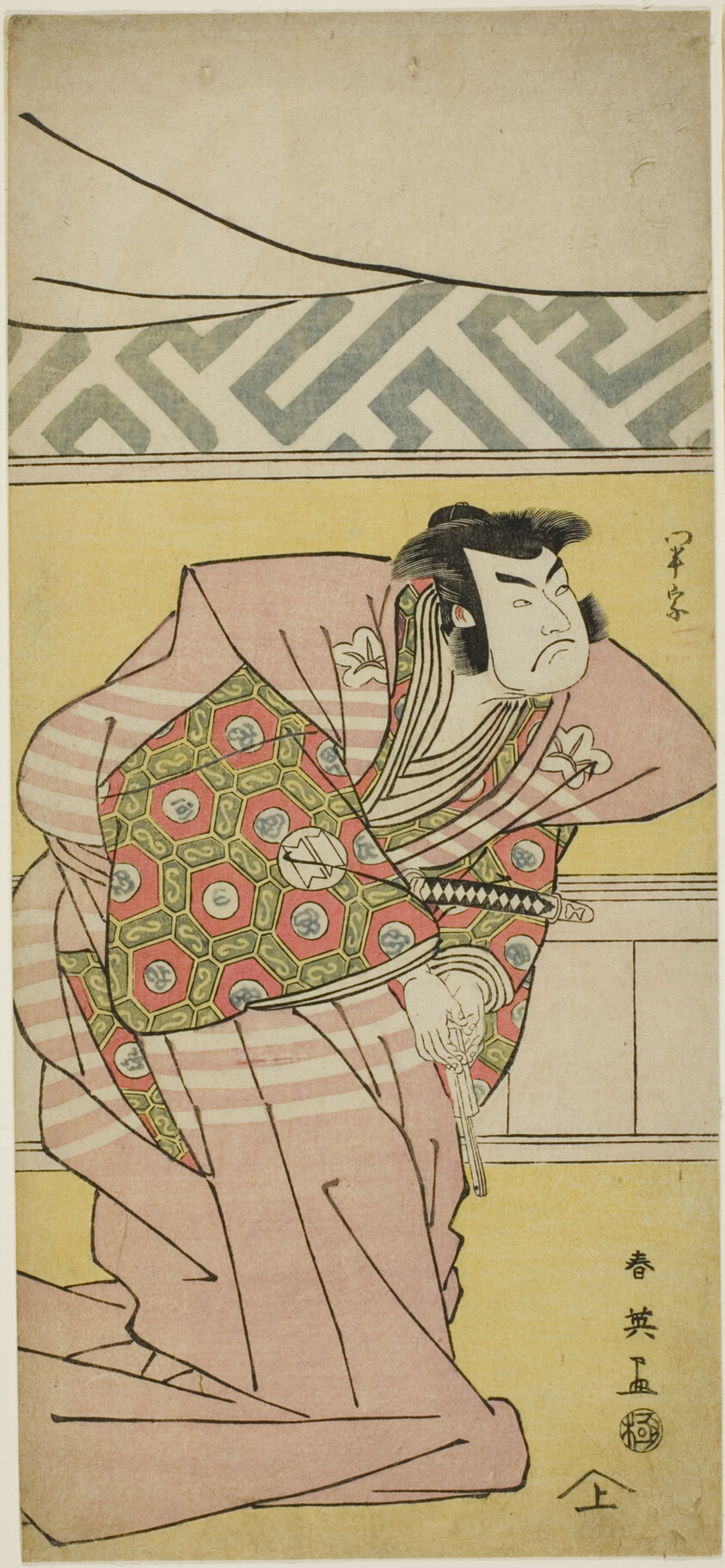 Actor Sawamura Sôjûrô III as Oda Kazusanosuke Harunaga in “Muromacho Chronicle in Kana Script” (“Kanagaki Muromachi bundan”)