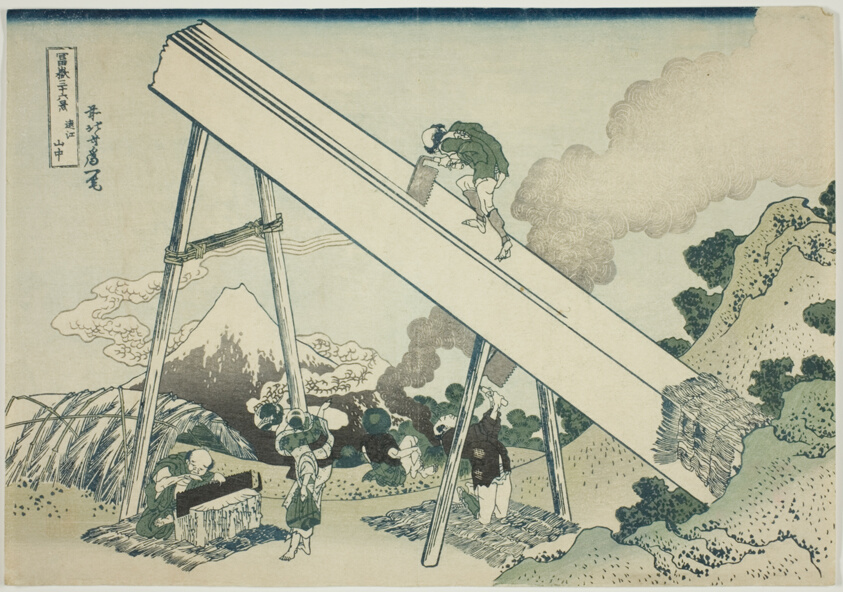 In the Mountains of Totomi (Totomi sanchu), from the series "Thirty-six Views of Mount Fuji (Fugaku sanjurokkei)"