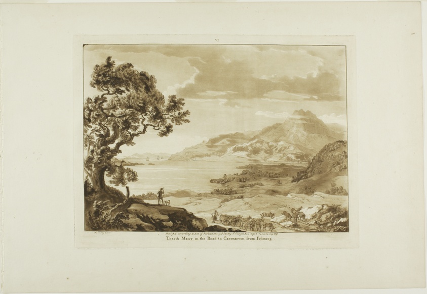 Traeth Mawr in the Road to Caernarvan from Fistiniog, plate six from Twelve Views in Wales