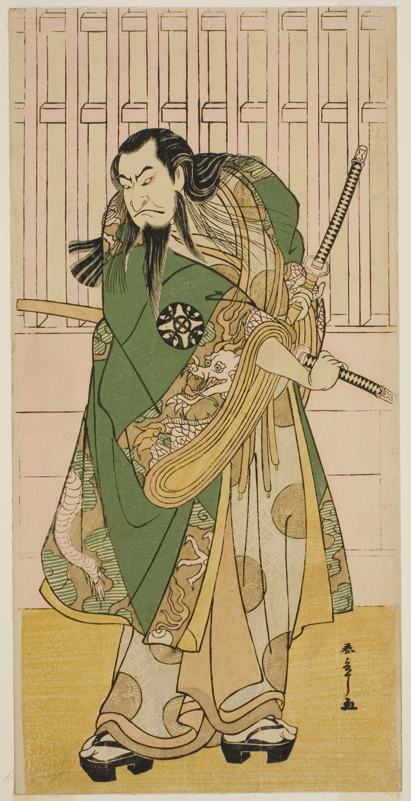 The Actor Nakamura Nakazo I as Hige no Ikyu in the Play Nanakusa Yosooi Soga, Performed at the Nakamura Theater in the Fifth Month, 1782
