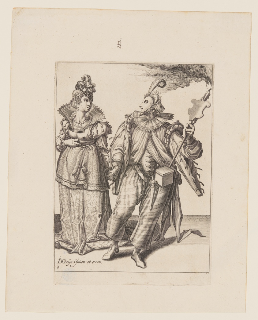 A Woman Led by a Player Holding a Torch, from The Masquerades