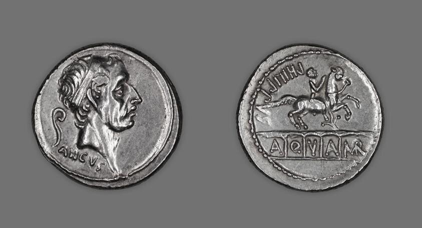 Denarius (Coin) Portraying King Ancus Marcius