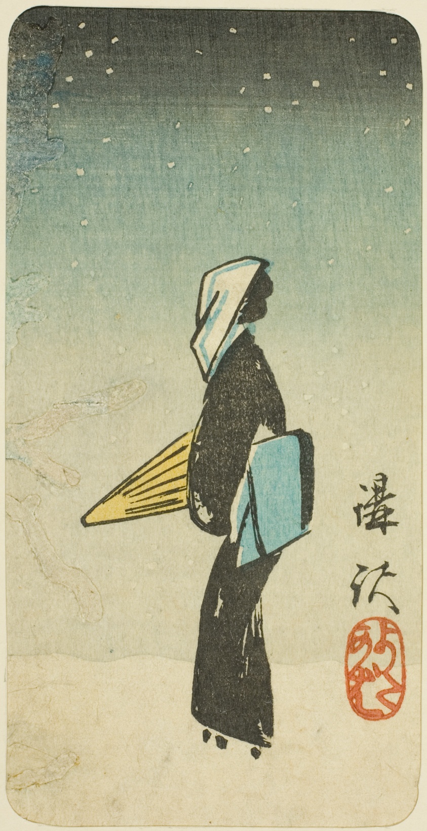 The Streetwalker Scene from the play Koshaku (Koshaku yotakaba), section of a sheet from the series "Reflections of Dramas in Cutouts (Harimaze joruri kagami)"