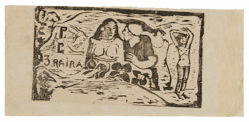 Bust of a Nude Woman and Three-Quarter Figure of a Man with a White Cap in Profile, Third Small Figure at Far Right, headpiece for Le sourire
