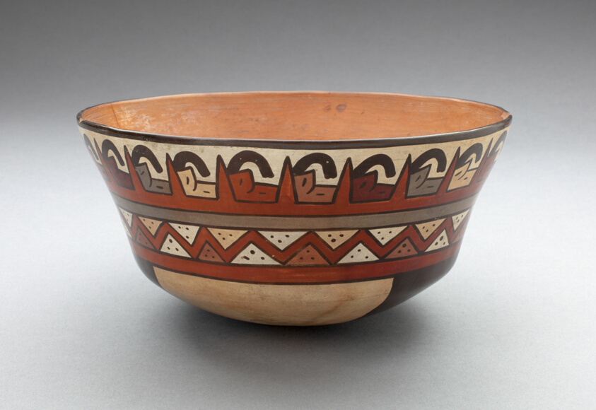 Bowl Depicting Rows Containing Repeated Geometric Motifs