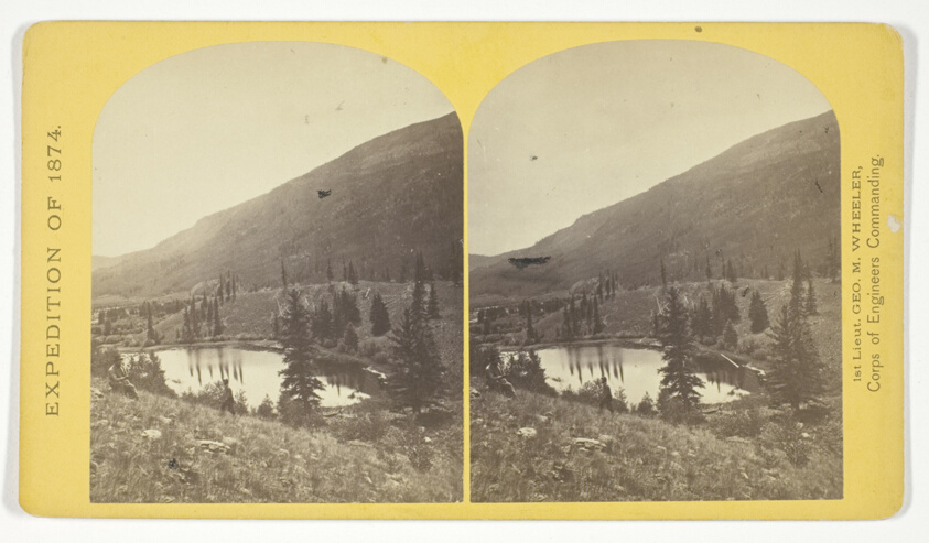 Beaver Lake, Conejos Cañon, Colorado, 9.000 feet above sea-level, and 30 miles from mouth of Cañon, No. 35 from the series "Geographical Explorations and Surveys West of the 100th Meridian"