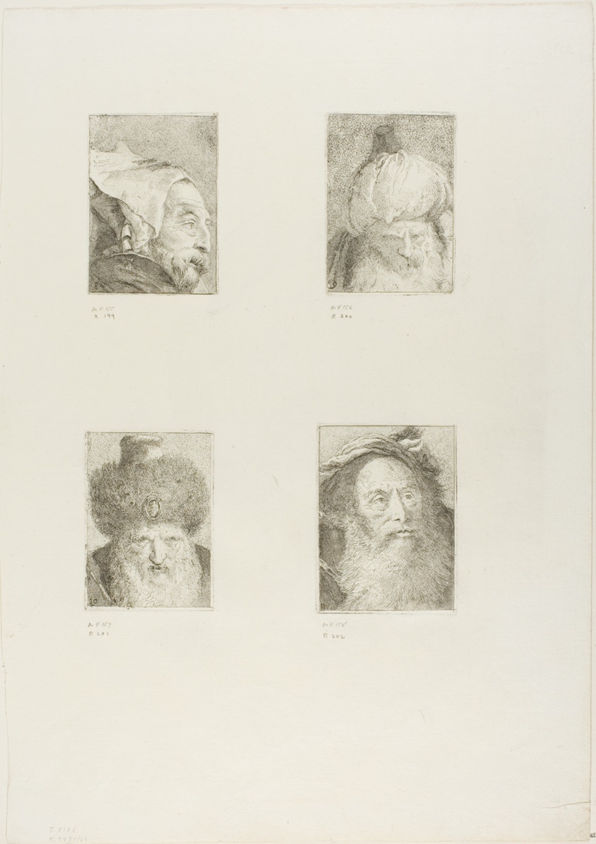 Profile of an Old Man, Turk Seen from the Front, Turk with Fur Hat, and Old Man with a Beard