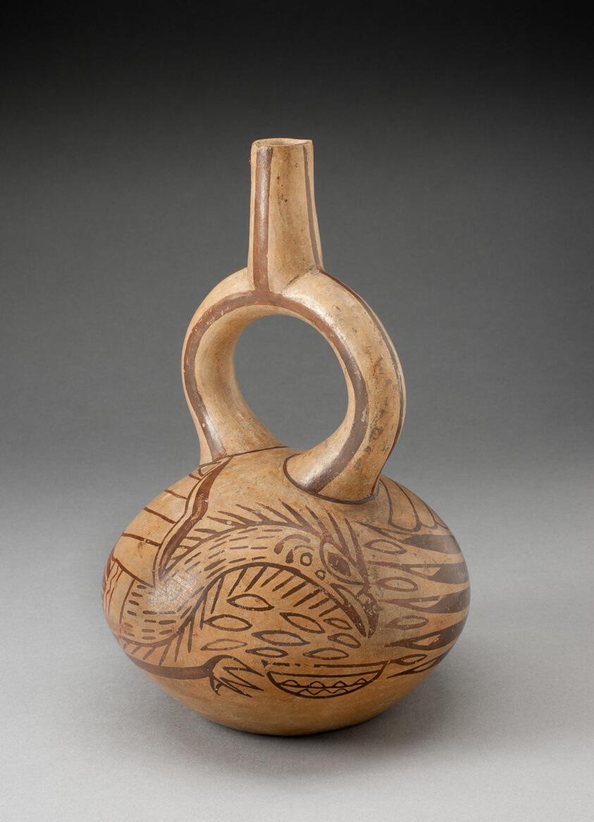 Stirrup Spout Vessel with Fineline Bird Motifs