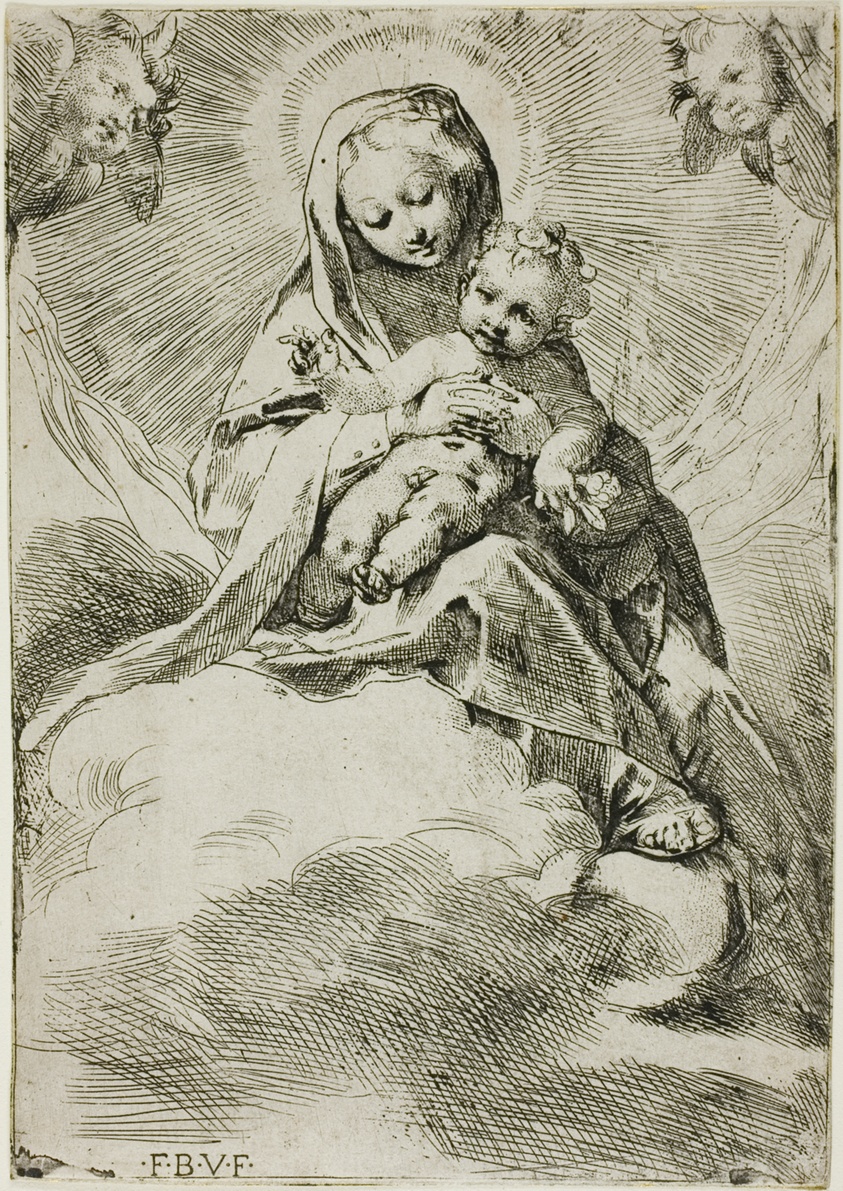 Madonna and Child on Clouds