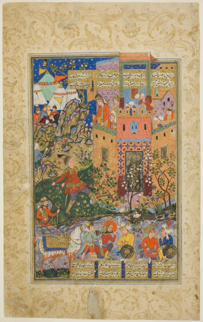 Zal Climbing to Rudaba, page from a copy of the Shahnama of Firdausi