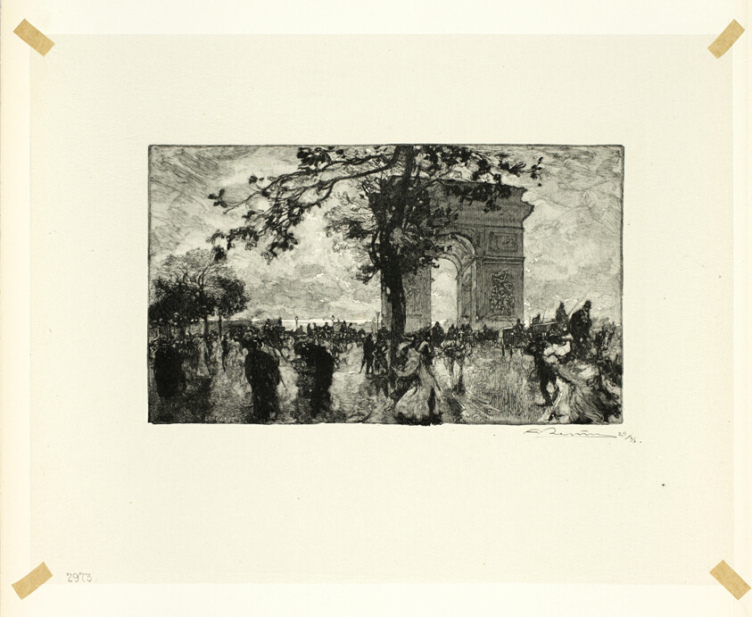Retour du Bois, place de l'Etoile, plate nineteen from Le Long de la Seine et des Boulevards