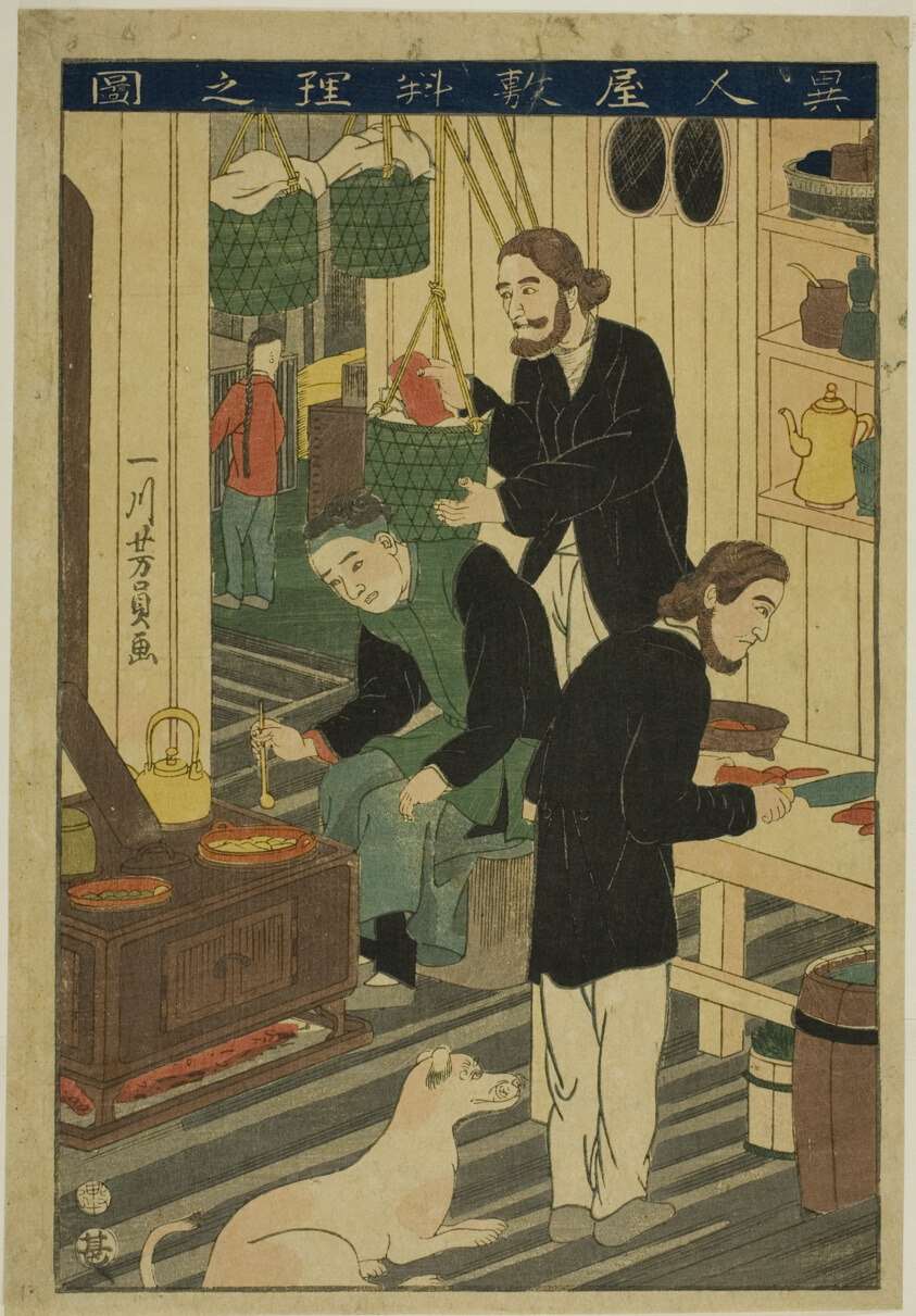 Preparing Meals in a Foreign Residence (Ijin yashiki ryori no zu)