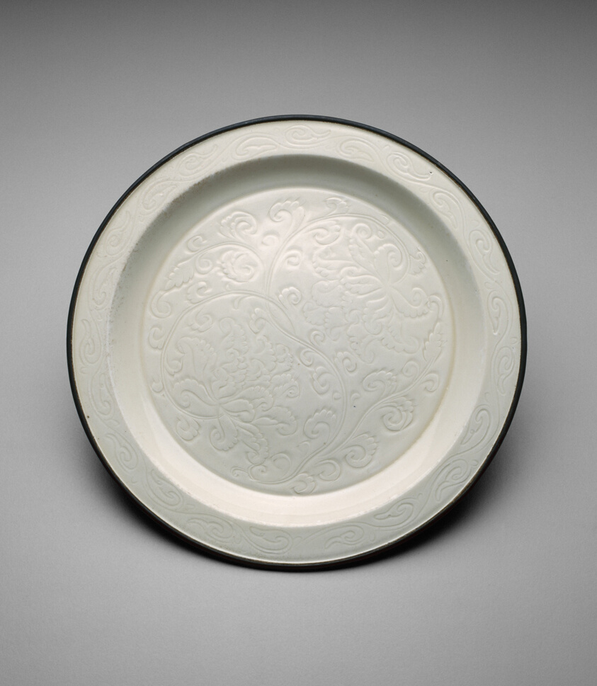 Shallow Dish with Peony Sprays
